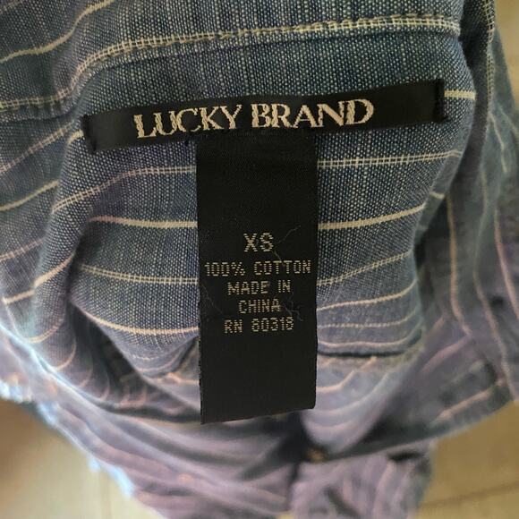 Lucky Brand Stiped Chambray Denim Jean Long sleeve Button Down Shirt Dress XS - Picture 10 of 10